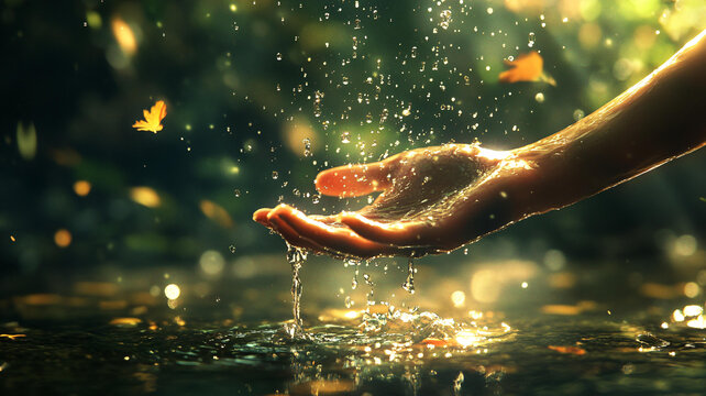 接雨水的手