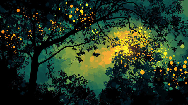 月色夜色夢(mèng)幻森林背景