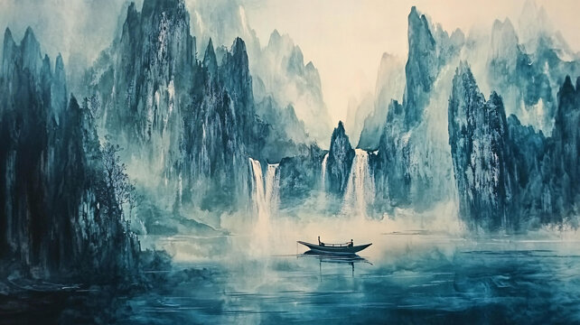 水彩漓江