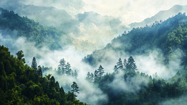 森林云霧山嵐