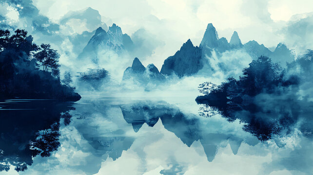數(shù)碼意境煙墨山水