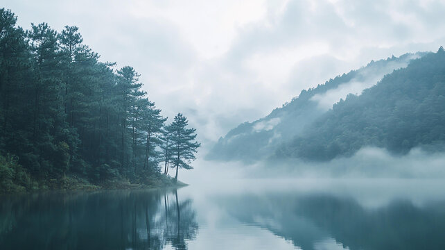 霧鎖蘆林湖