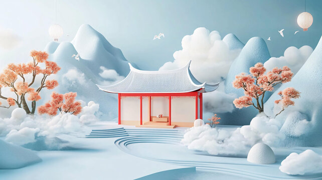 中式場(chǎng)景描邊