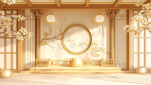 香檳色新中式留影區(qū)