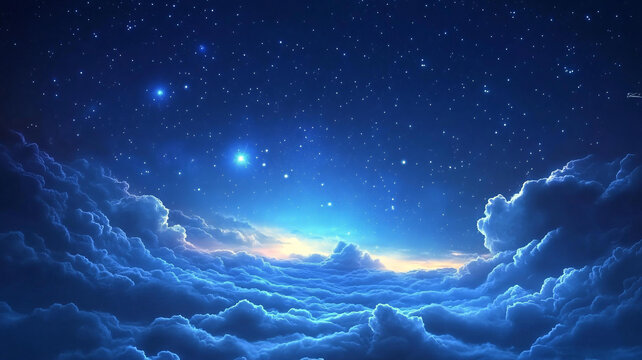 夜晚云彩星星