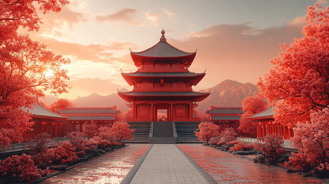 國(guó)慶燈籠庭院