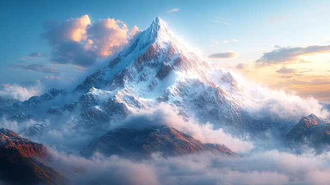 云霧中的雪山