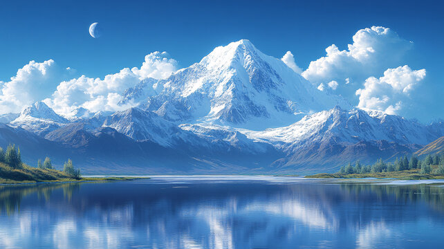 雪山湖泊自然風(fēng)光背景
