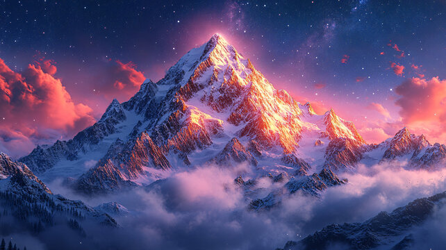 星空下的壯麗雪山