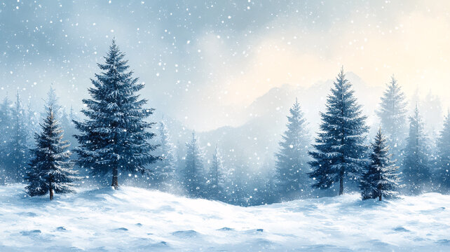 風(fēng)景雪地上的樹木