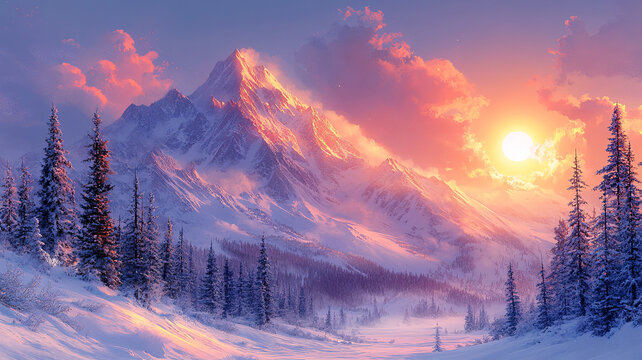 雪山云海冬日景
