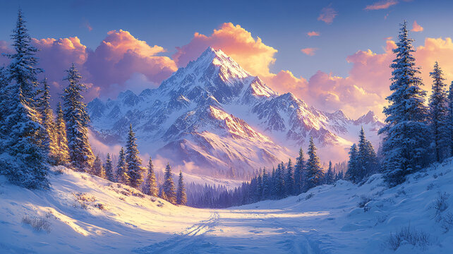 雪山云海森林