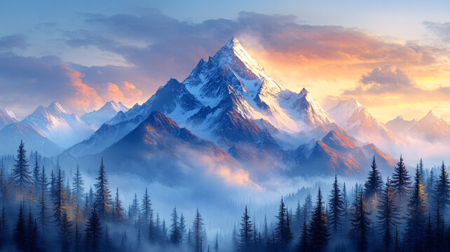 雪山云海森林