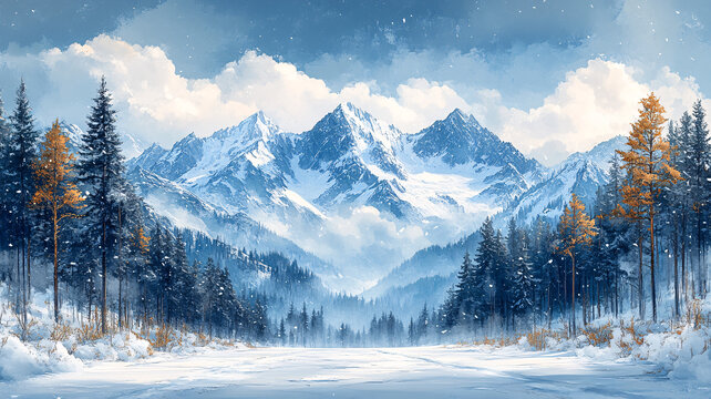 雪山云海雪林