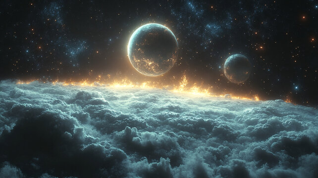 行星漂浮星光下