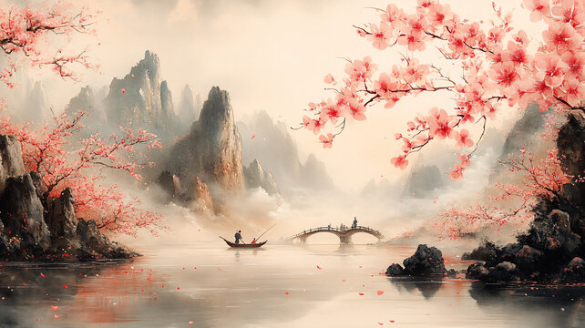 桃花流水圖