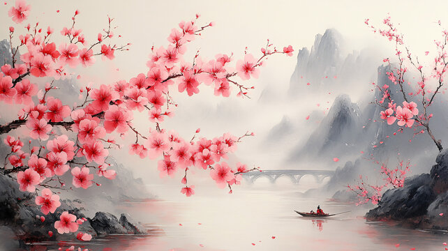 桃花流水圖