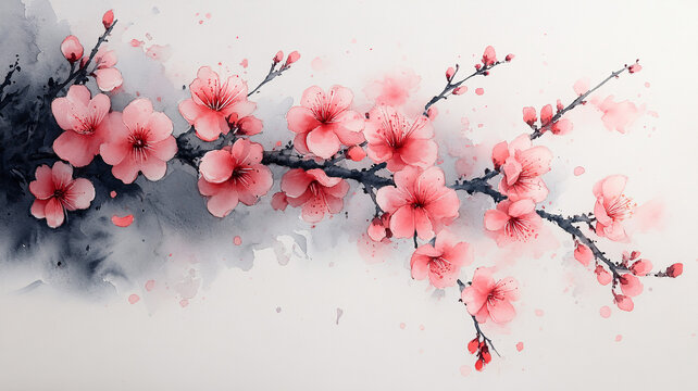 櫻花水墨簡約圖