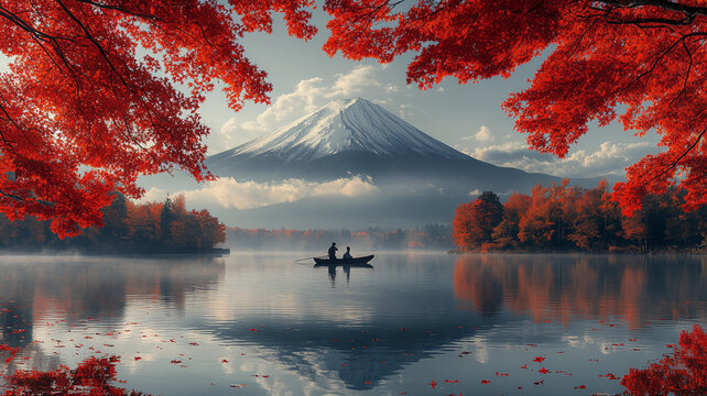 富士山秋日倒影