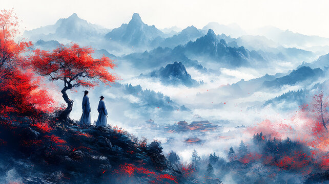 古樹遠(yuǎn)山圖