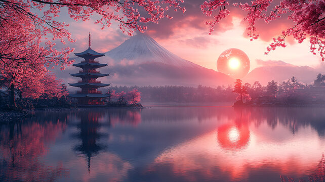櫻花山倒影