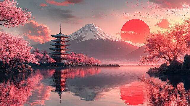 櫻花山倒影