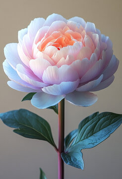 粉藍漸變牡丹花