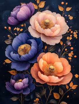 紫色牡丹杜鵑花紋