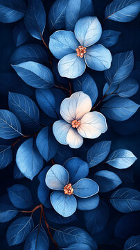 藍(lán)色花朵水滴圖案