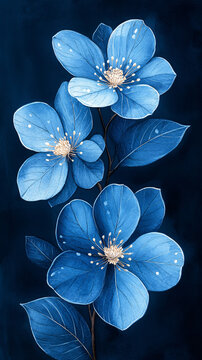 藍(lán)色花朵水滴圖案