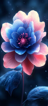 藍(lán)色粉色牡丹花