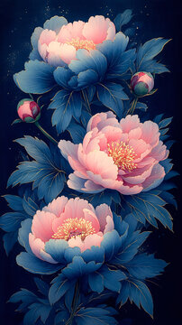 深藍牡丹花束