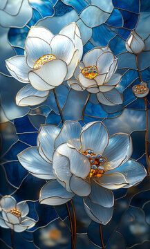 白蓮玻璃花紋