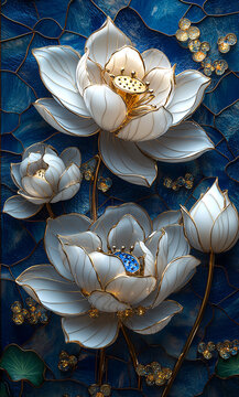 白蓮玻璃花紋