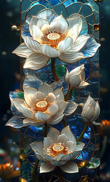 白蓮玻璃花紋