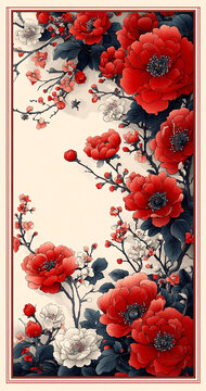 紅色花卉邊框