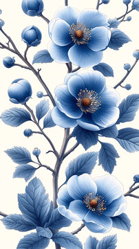 白藍(lán)花朵圖案集