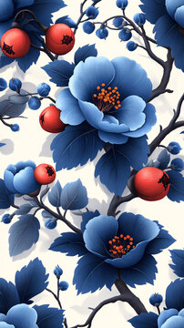 白藍(lán)花朵圖案集