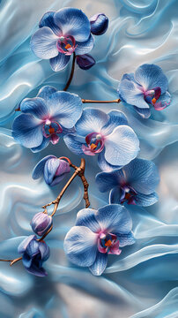 水紋絲綢藍(lán)蘭花