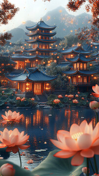 中秋節(jié)蓮花煙花