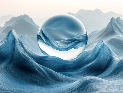 透明球與波浪