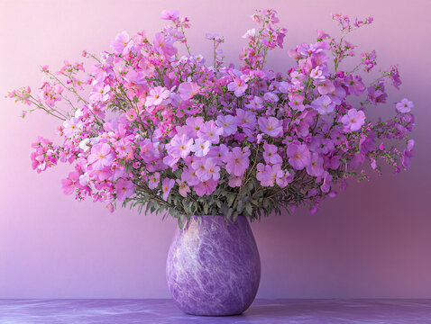 紫色花瓶與花卉
