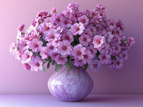 紫色花與紫色花瓶