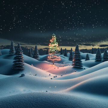 雪景中的網絡安全圣誕樹