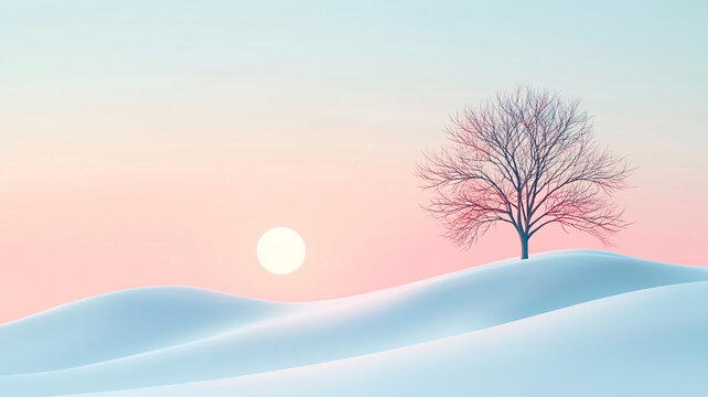 雪坡樹影