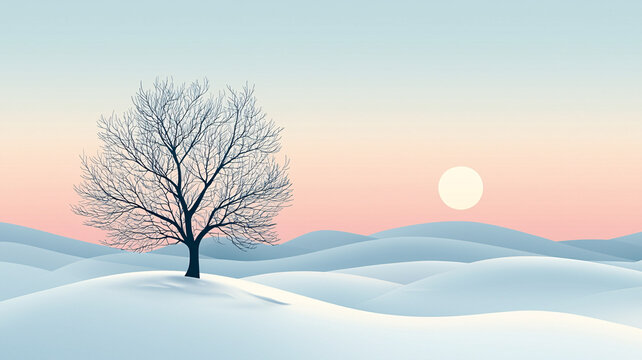 雪坡樹(shù)影