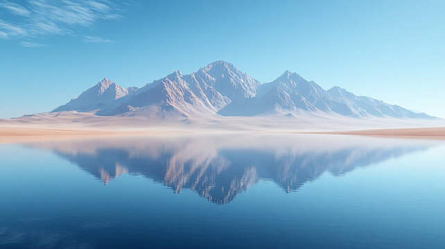 沙漠湖水平靜山