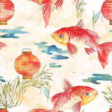 鯉魚游燈籠