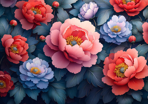 牡丹花卉紋樣