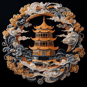 黃鶴樓刺繡作品